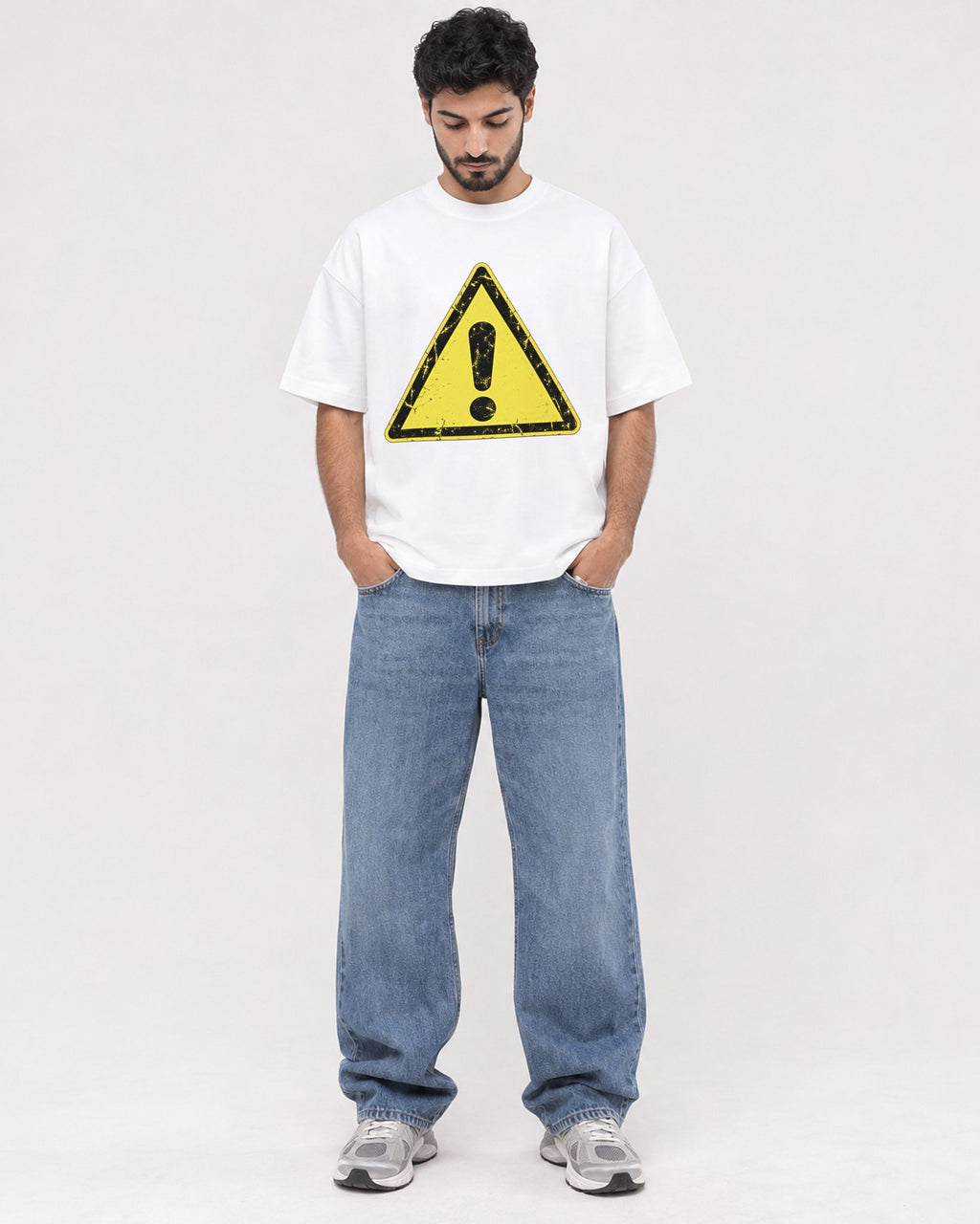 Mockup Boxy Heavyweight Tee White male full-body 07
