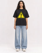 Mockup Boxy Heavyweight Tee Black female full-body 07