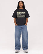 Mockup Boxy Heavyweight Tee Black female full-body 04