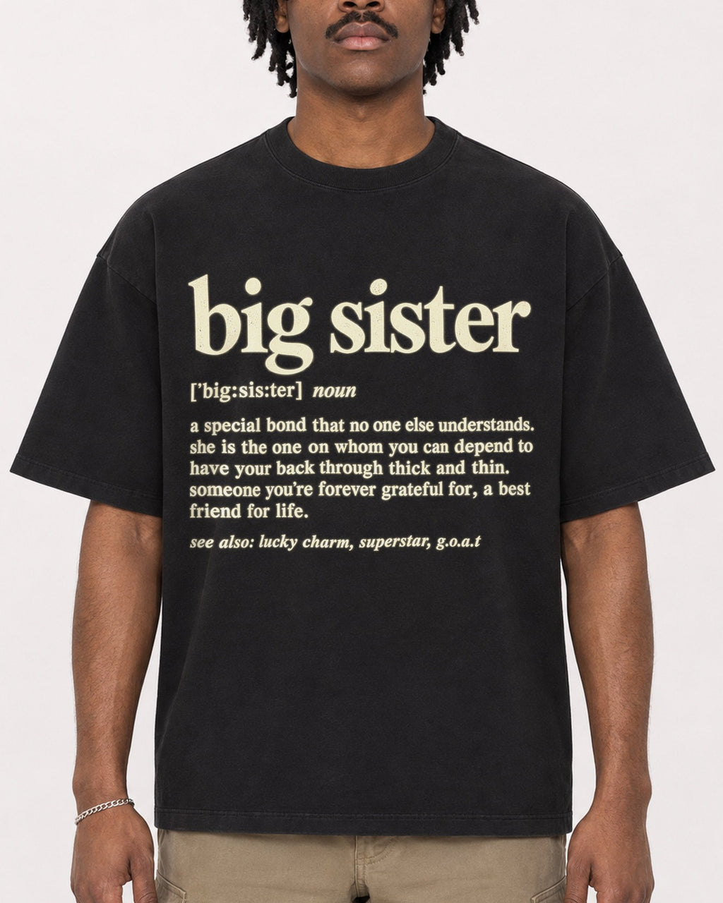 Mockup Boxy Heavyweight Tee Black male close-up 04