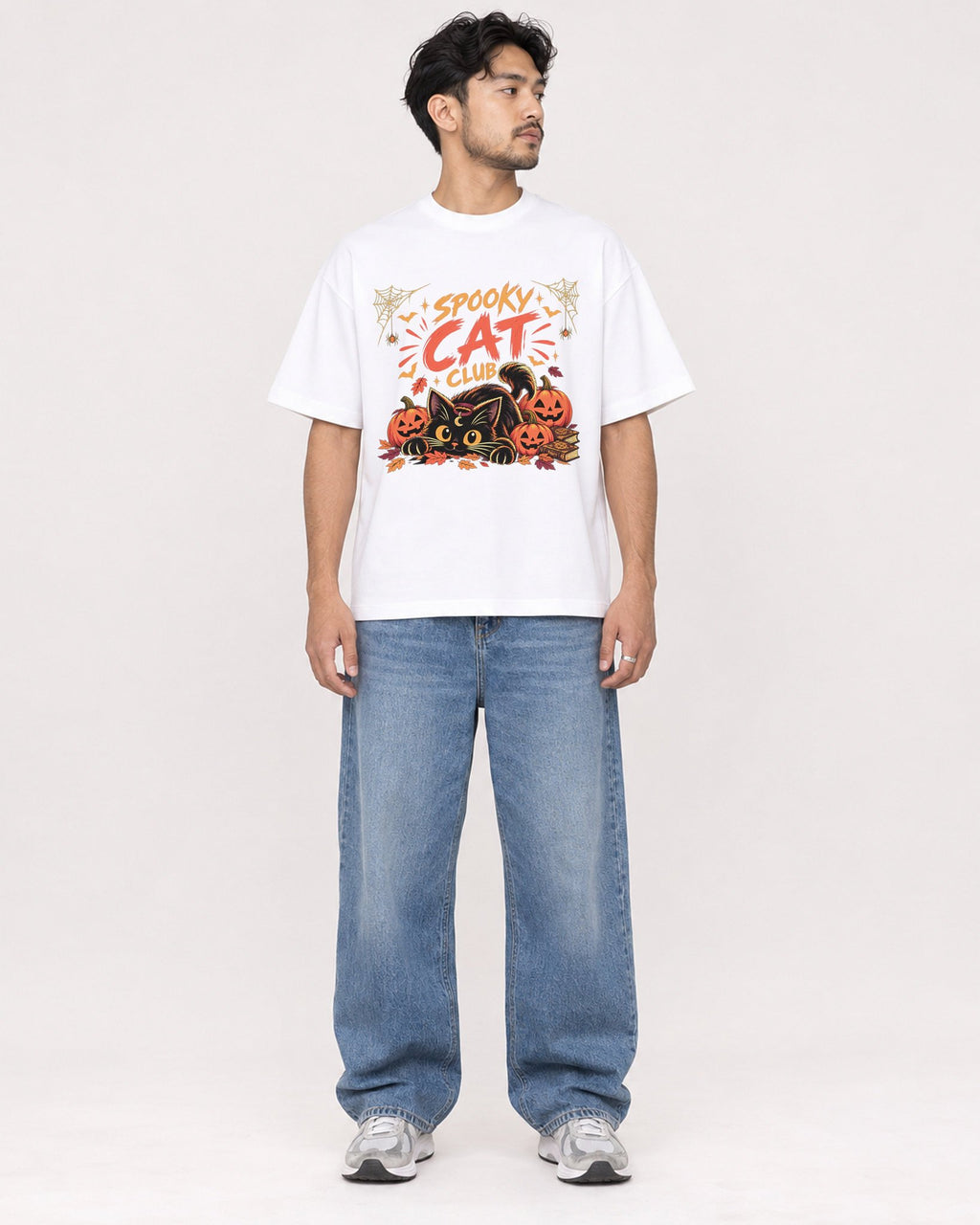 Mockup Boxy Heavyweight Tee White male full-body 02