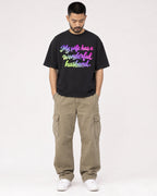 Mockup Boxy Heavyweight Tee Black male full-body 32