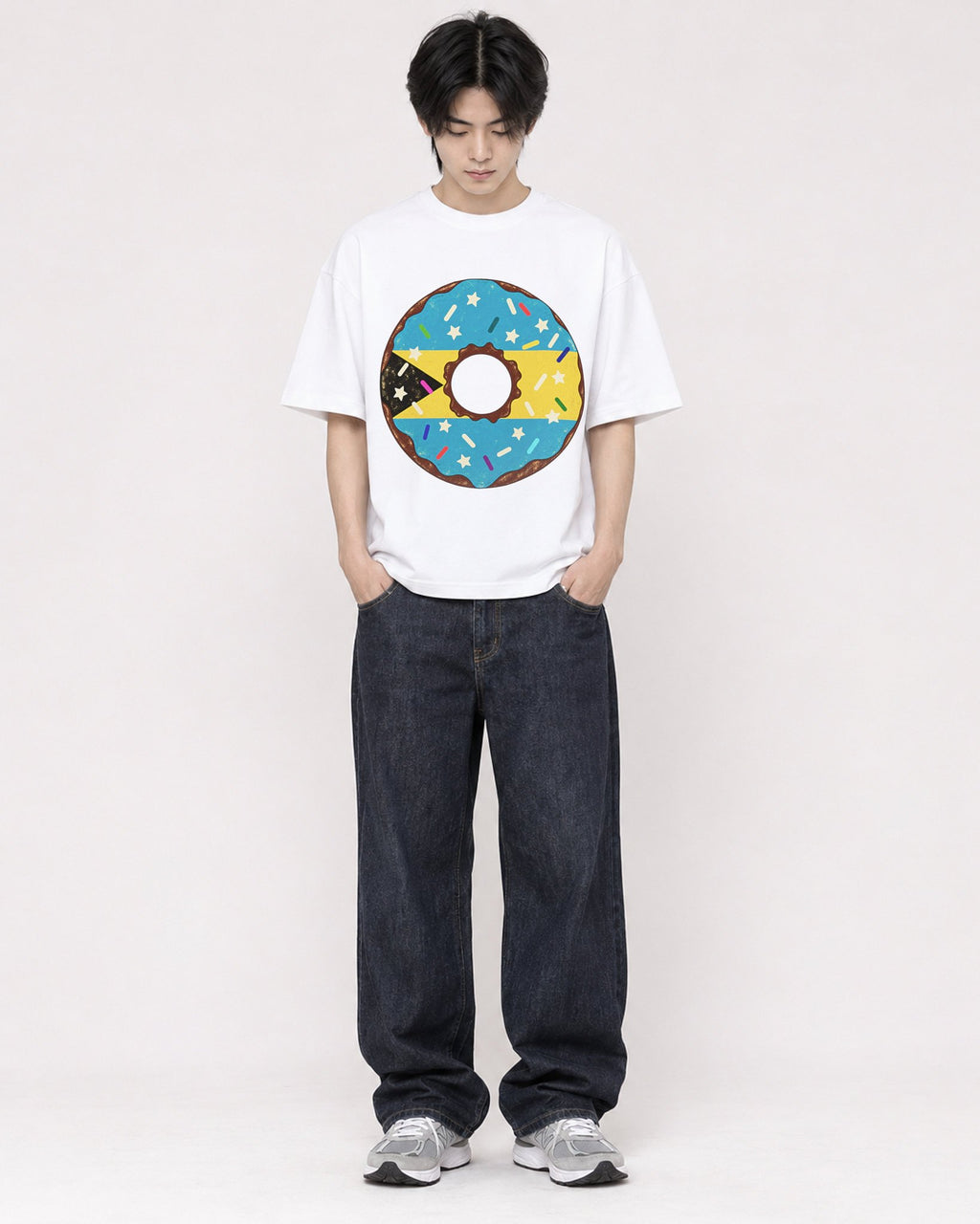 Mockup Boxy Heavyweight Tee White male full-body 11