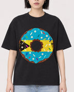 Mockup Boxy Heavyweight Tee Black female close-up 11