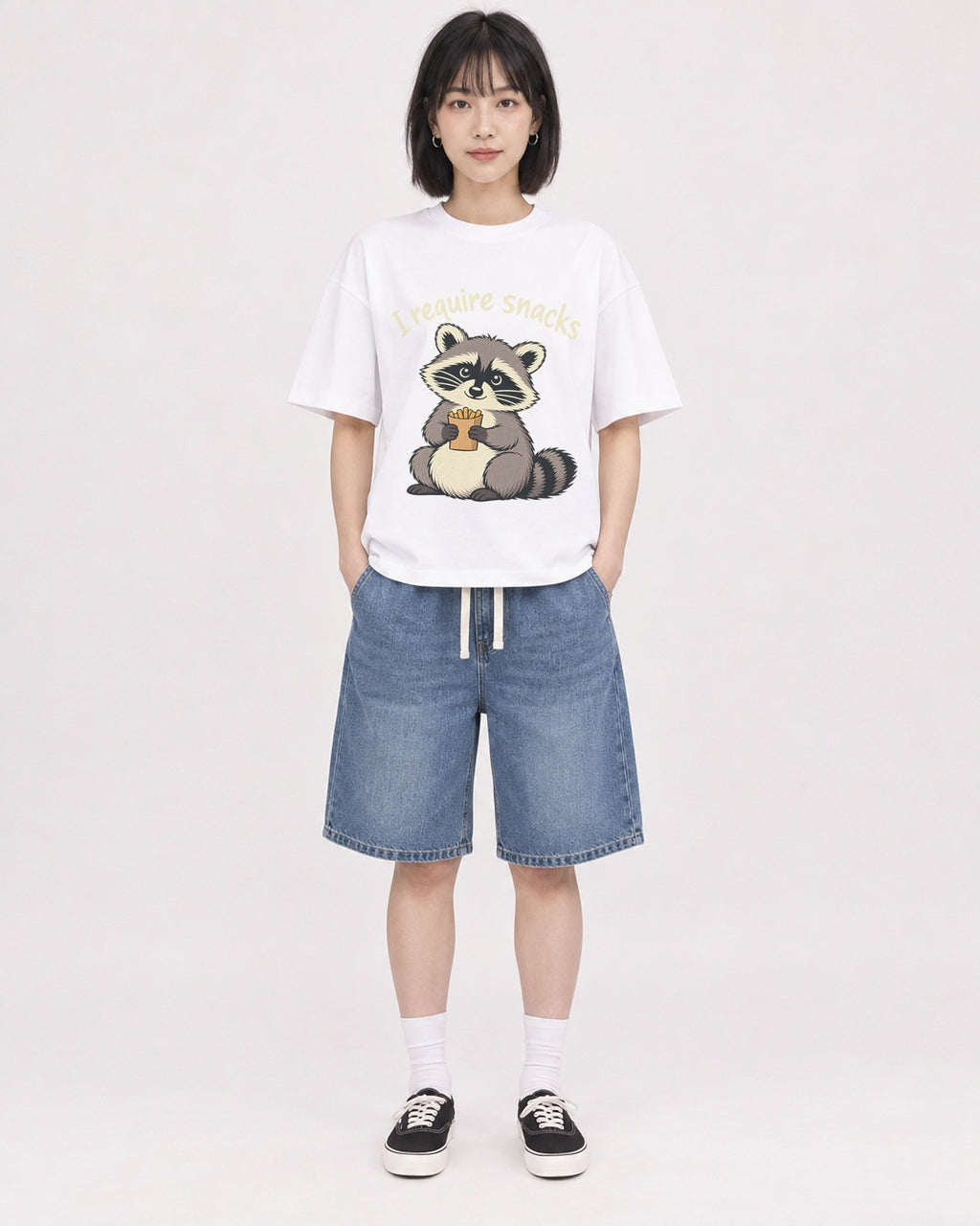 Mockup Boxy Heavyweight Tee White female full-body 11