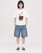 Mockup Boxy Heavyweight Tee White female full-body 11