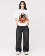 Mockup Boxy Heavyweight Tee White female full-body 03