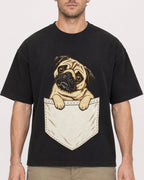 Mockup Boxy Heavyweight Tee Black male close-up 08