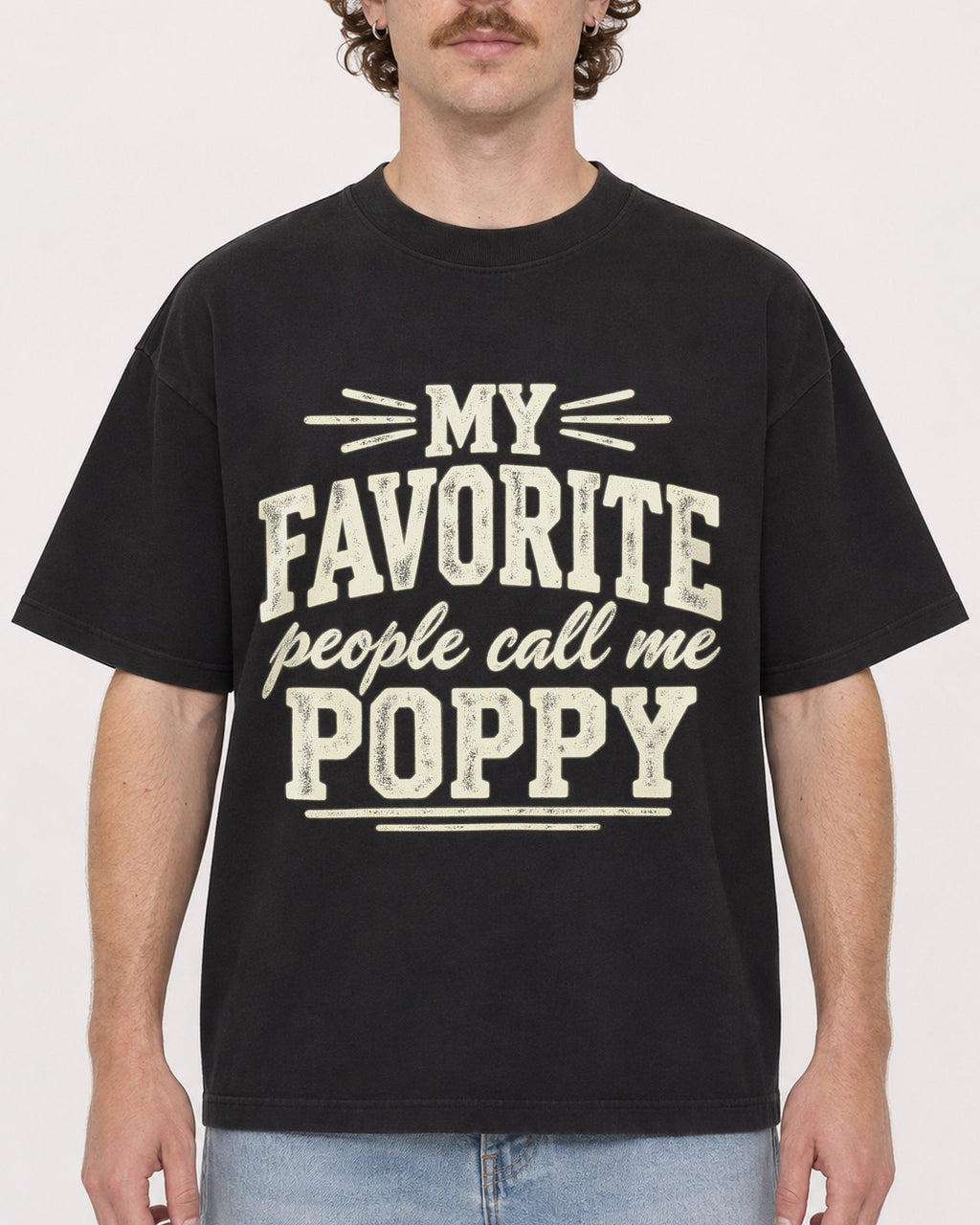 Mockup Boxy Heavyweight Tee Black male close-up 09