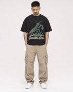 Mockup Boxy Heavyweight Tee Black male full-body 12