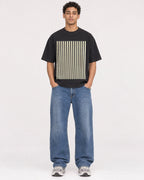 Mockup Boxy Heavyweight Tee Black male full-body 10
