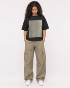 Mockup Boxy Heavyweight Tee Black female full-body 10