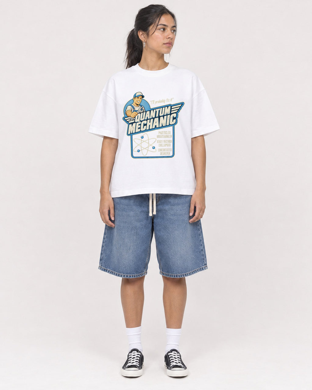 Mockup Boxy Heavyweight Tee White female full-body 16