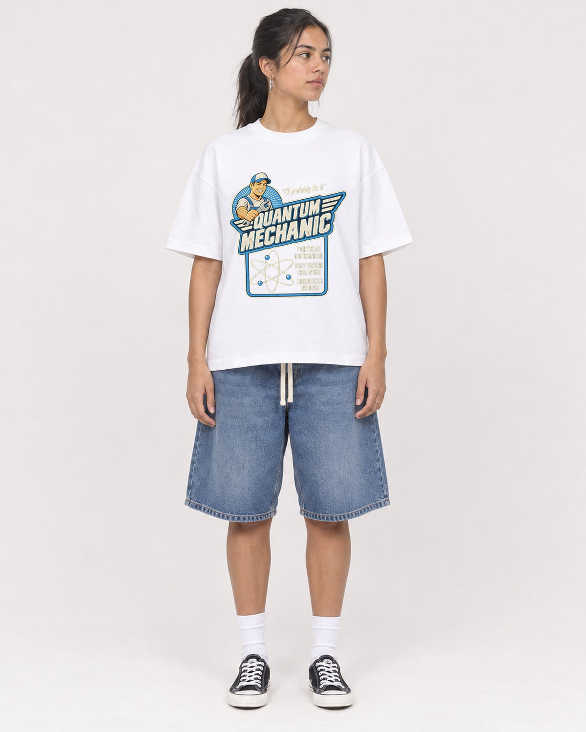 Mockup Boxy Heavyweight Tee White female full-body 16