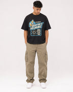 Mockup Boxy Heavyweight Tee Black male full-body 16