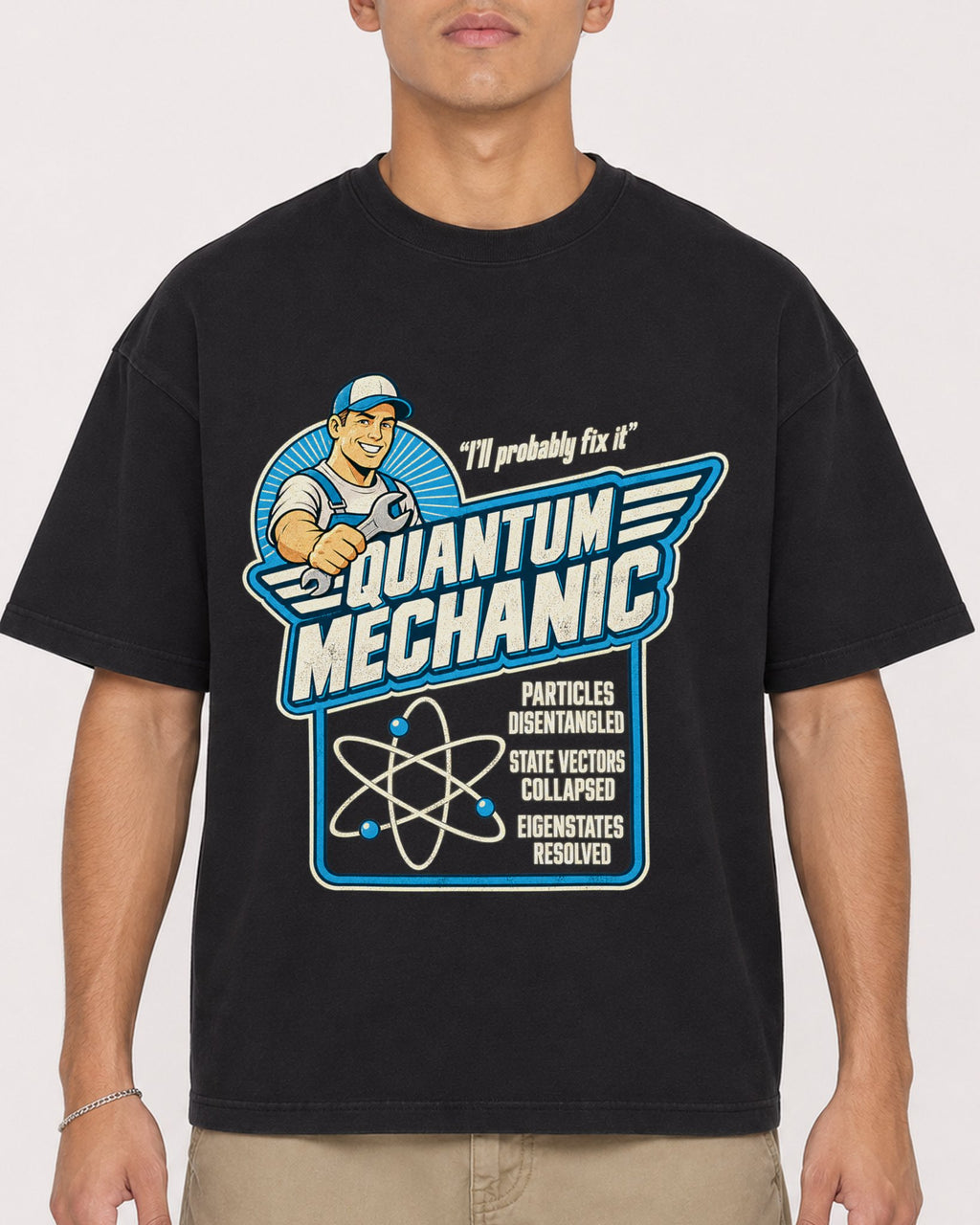 Mockup Boxy Heavyweight Tee Black male close-up 16