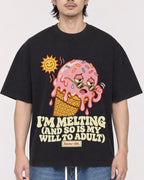 Mockup Boxy Heavyweight Tee Black male close-up 23