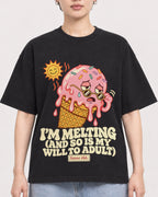 Mockup Boxy Heavyweight Tee Black female close-up 23