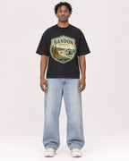 Mockup Boxy Heavyweight Tee Black male full-body 05