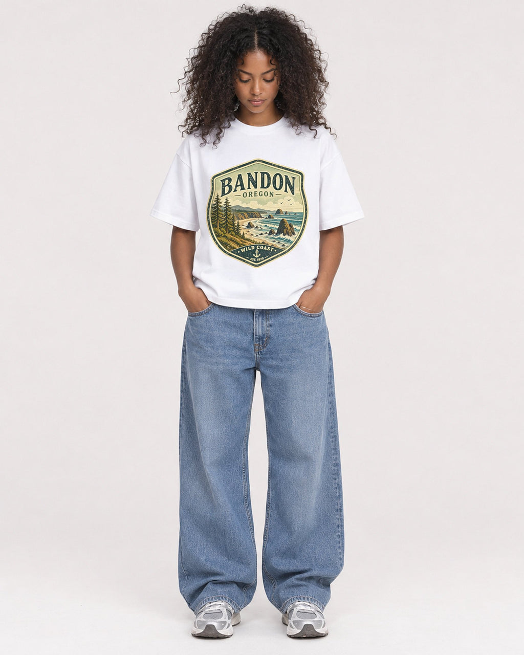 Mockup Boxy Heavyweight Tee White female full-body 05
