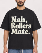 Mockup Boxy Heavyweight Tee Black male close-up 07