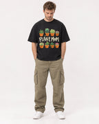Mockup Boxy Heavyweight Tee Black male full-body 08
