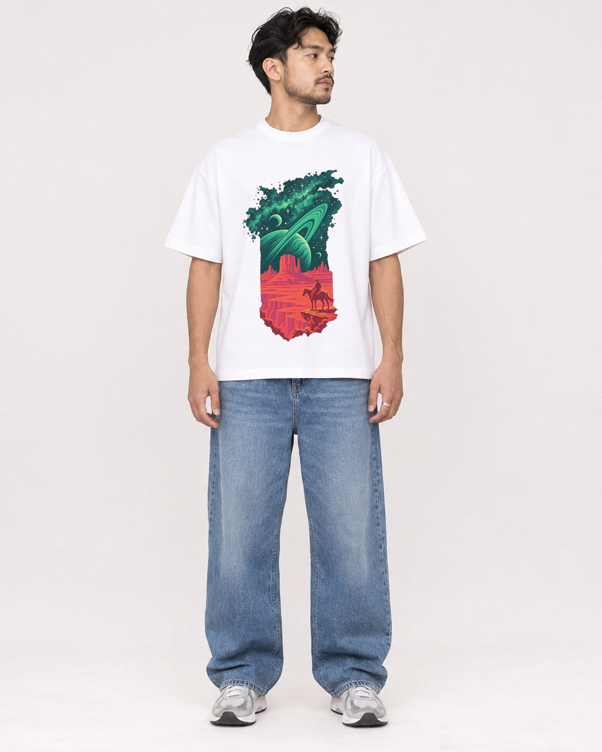 Mockup Boxy Heavyweight Tee White male full-body 02