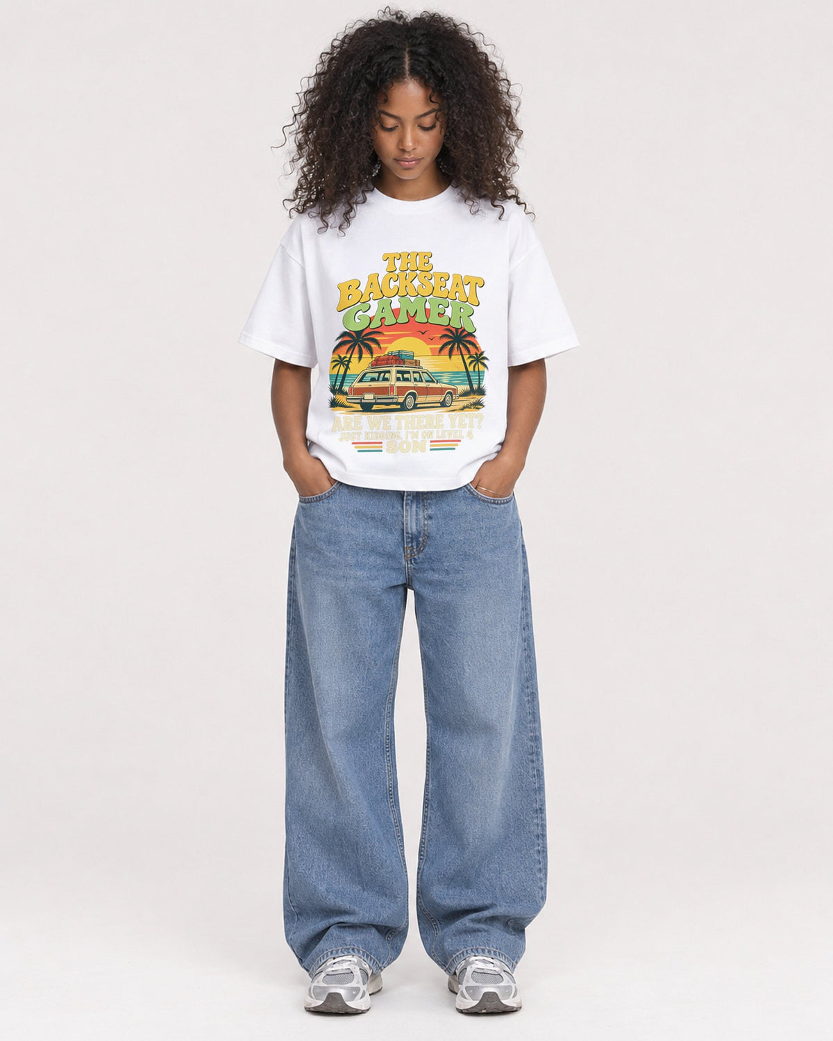 Mockup Boxy Heavyweight Tee White female full-body 05