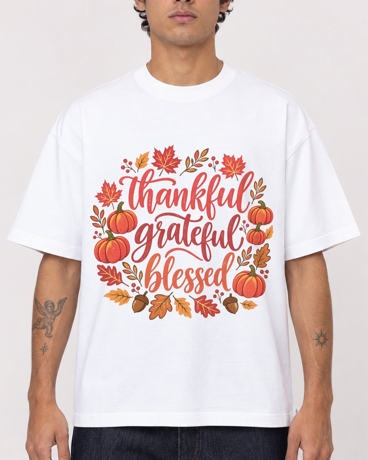 Mockup Boxy Heavyweight Tee White male close-up 06