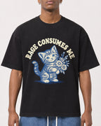 Mockup Boxy Heavyweight Tee Black male close-up 15