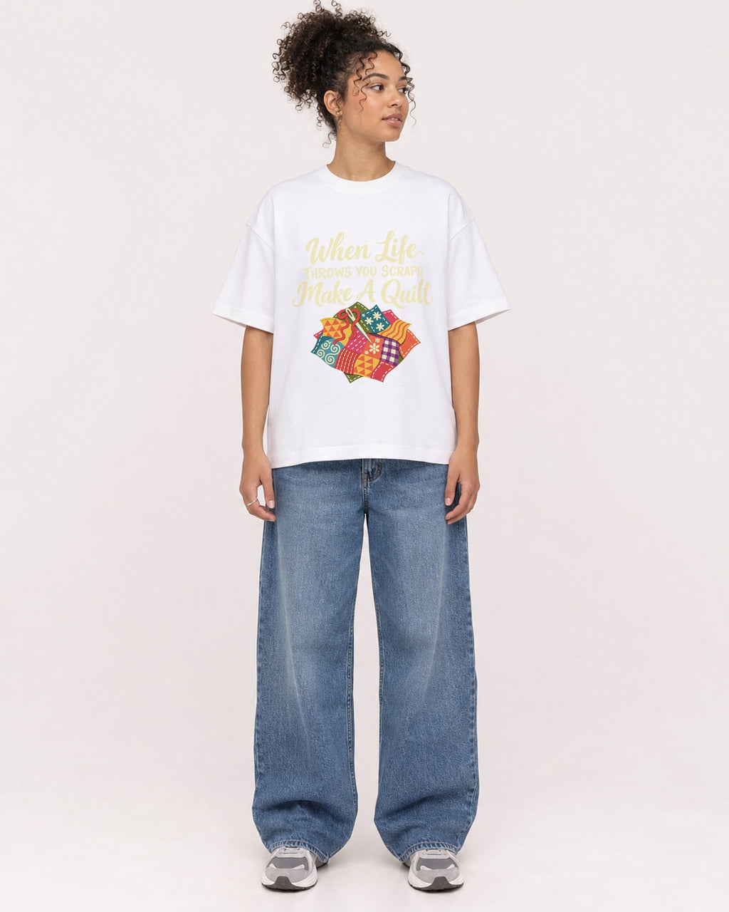Mockup Boxy Heavyweight Tee White female full-body 20