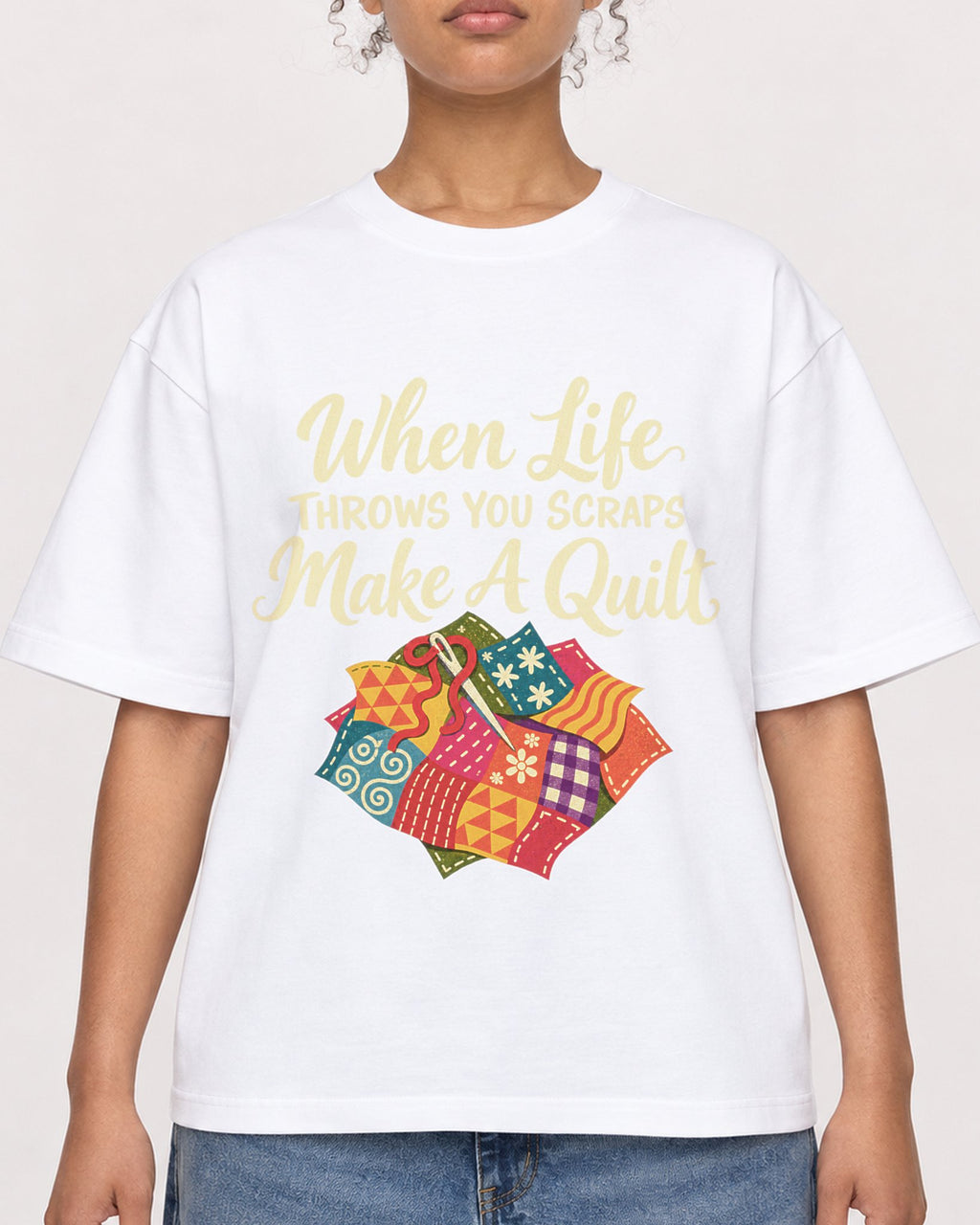 Mockup Boxy Heavyweight Tee White female close-up 20
