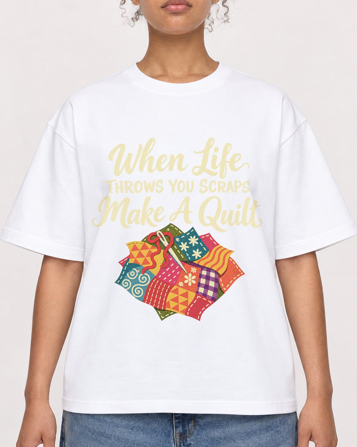 Mockup Boxy Heavyweight Tee White female close-up 20