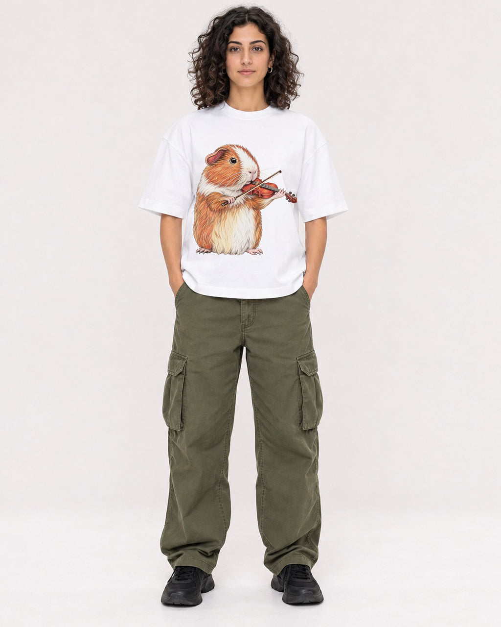 Mockup Boxy Heavyweight Tee White female full-body 27