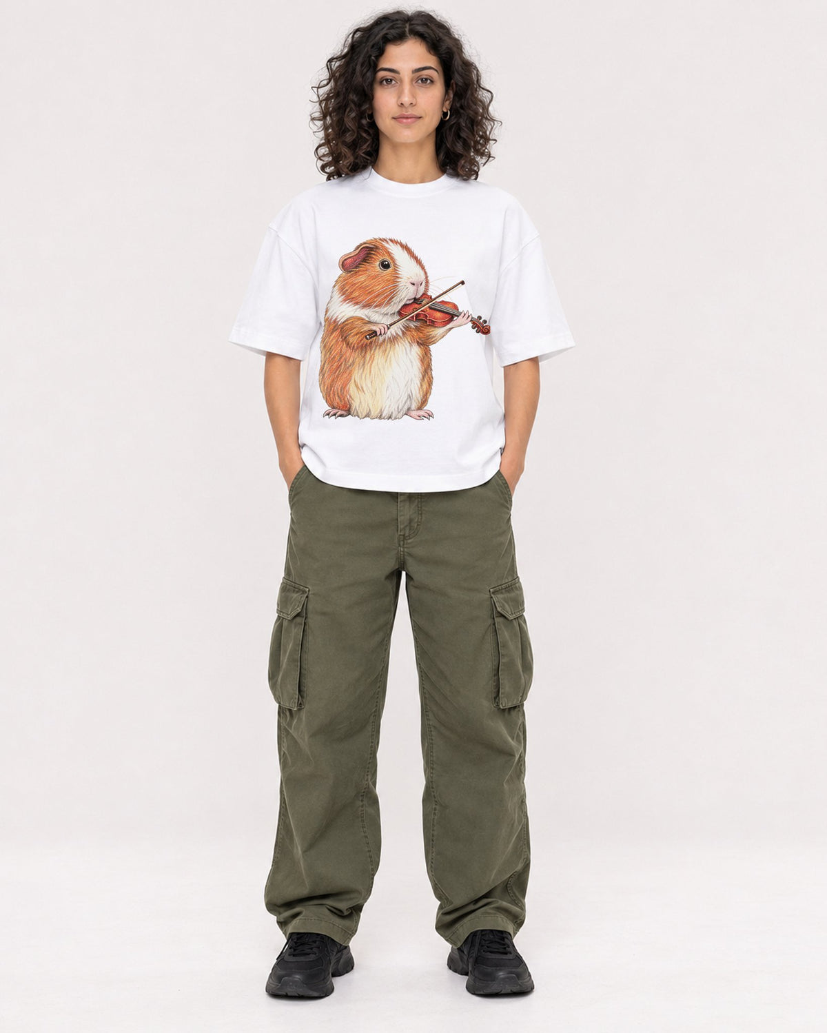 Mockup Boxy Heavyweight Tee White female full-body 27