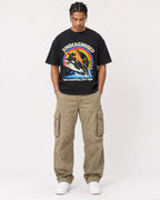 Mockup Boxy Heavyweight Tee Black male full-body 40