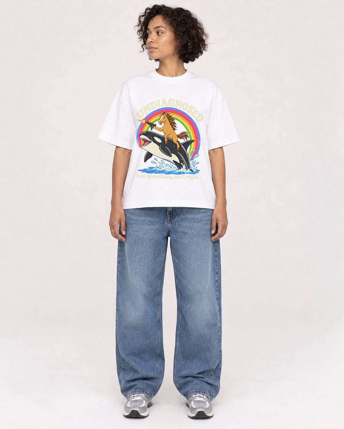Mockup Boxy Heavyweight Tee White female full-body 40