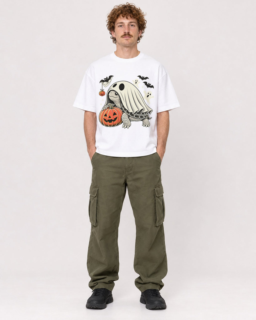Mockup Boxy Heavyweight Tee White male full-body 09