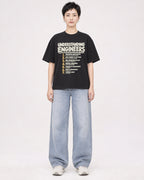 Mockup Boxy Heavyweight Tee Black female full-body 23