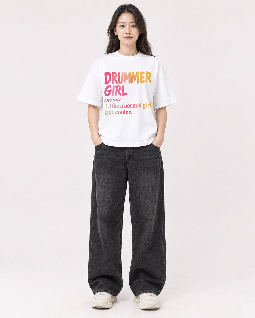 Mockup Boxy Heavyweight Tee White female full-body 03