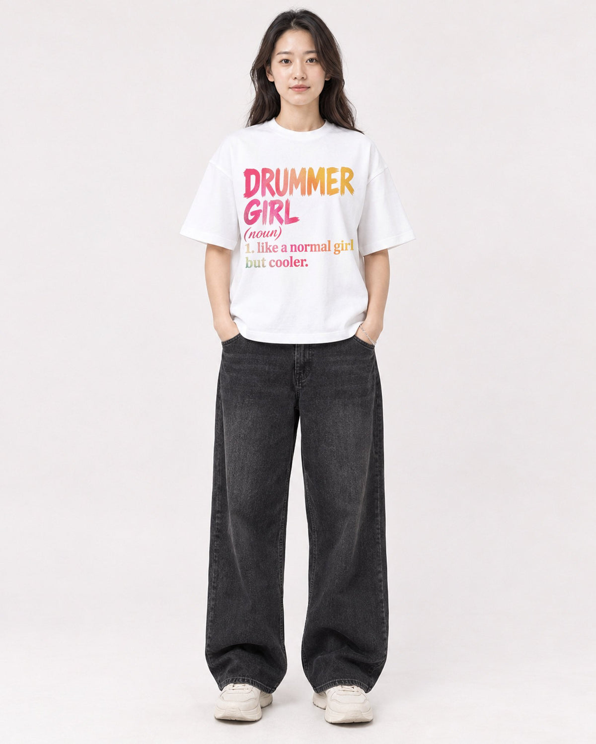 Mockup Boxy Heavyweight Tee White female full-body 03
