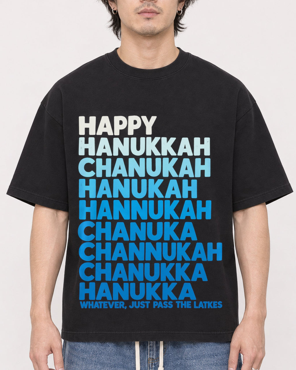 Mockup Boxy Heavyweight Tee Black male close-up 03