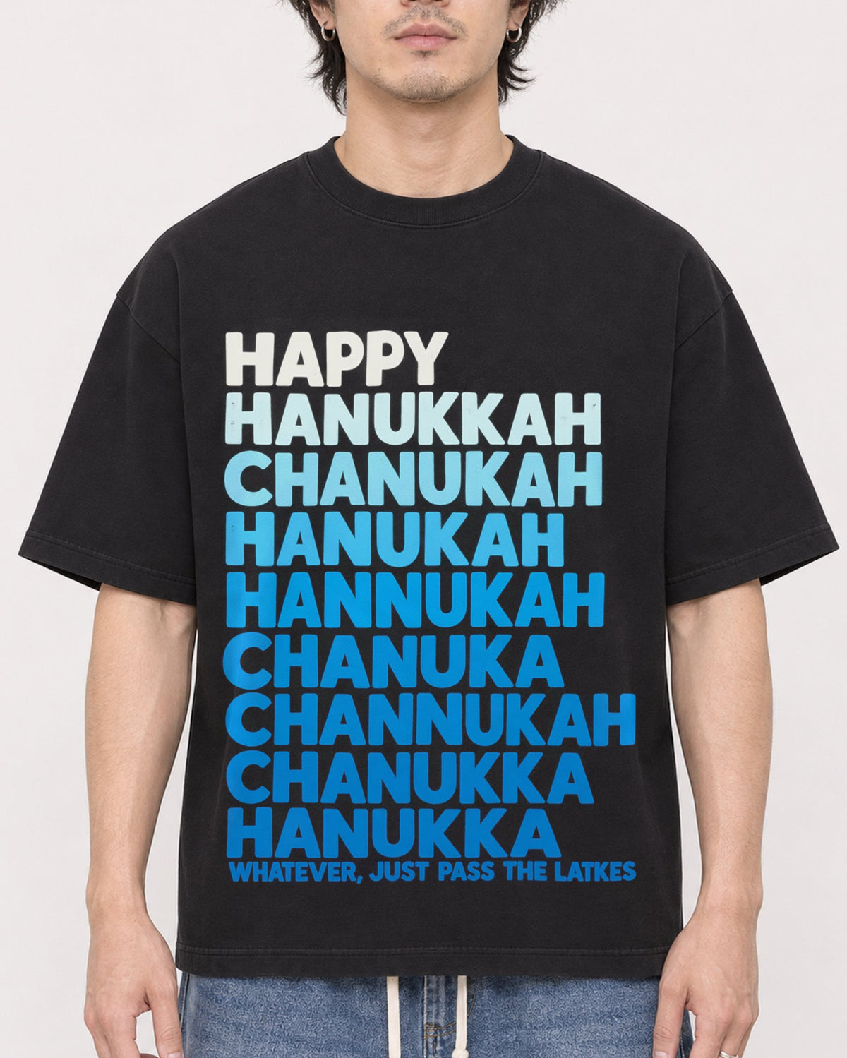 Mockup Boxy Heavyweight Tee Black male close-up 03