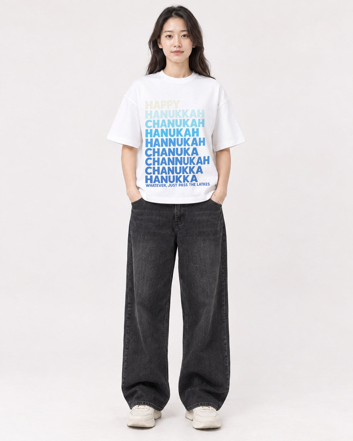 Mockup Boxy Heavyweight Tee White female full-body 03