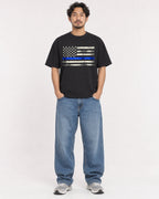 Mockup Boxy Heavyweight Tee Black male full-body 02