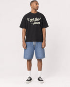 Mockup Boxy Heavyweight Tee Black male full-body 35