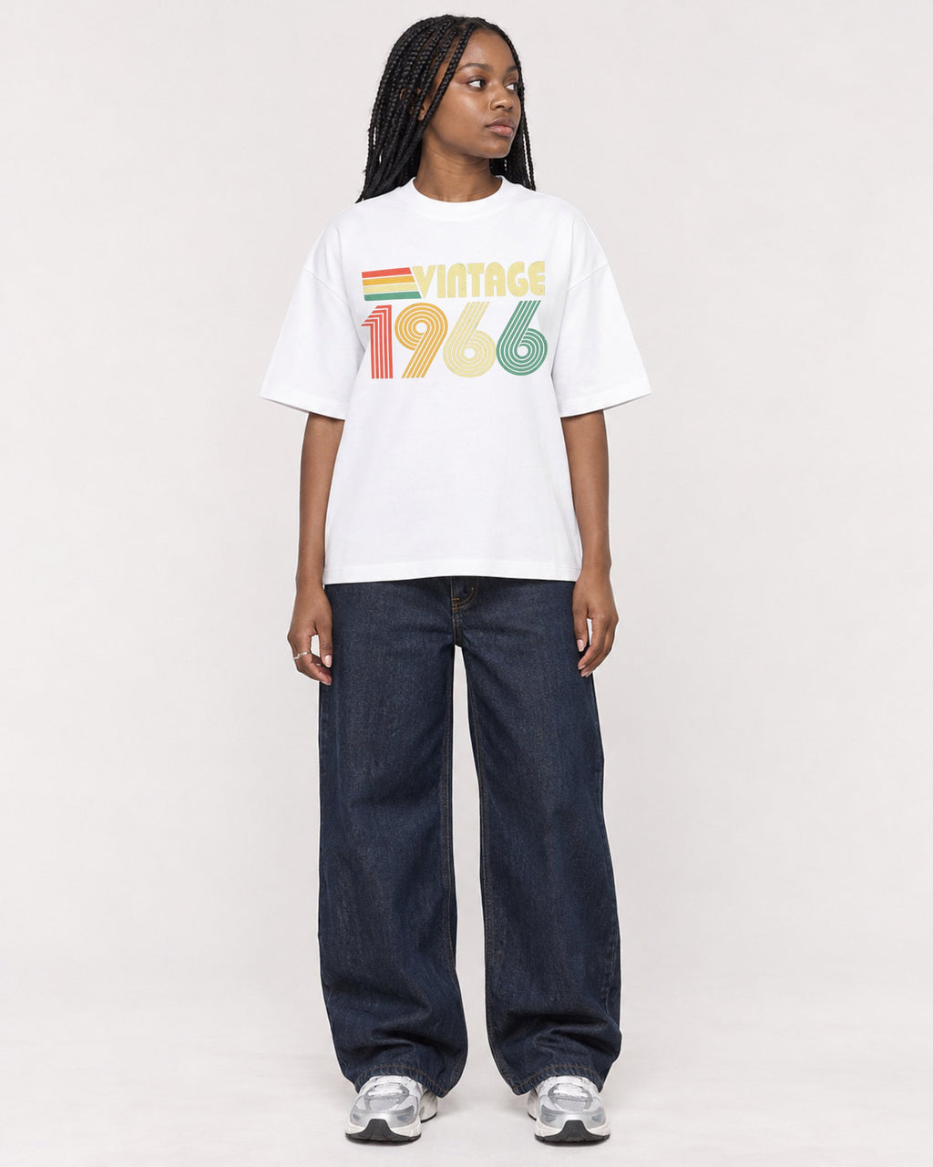 Mockup Boxy Heavyweight Tee White female full-body 04