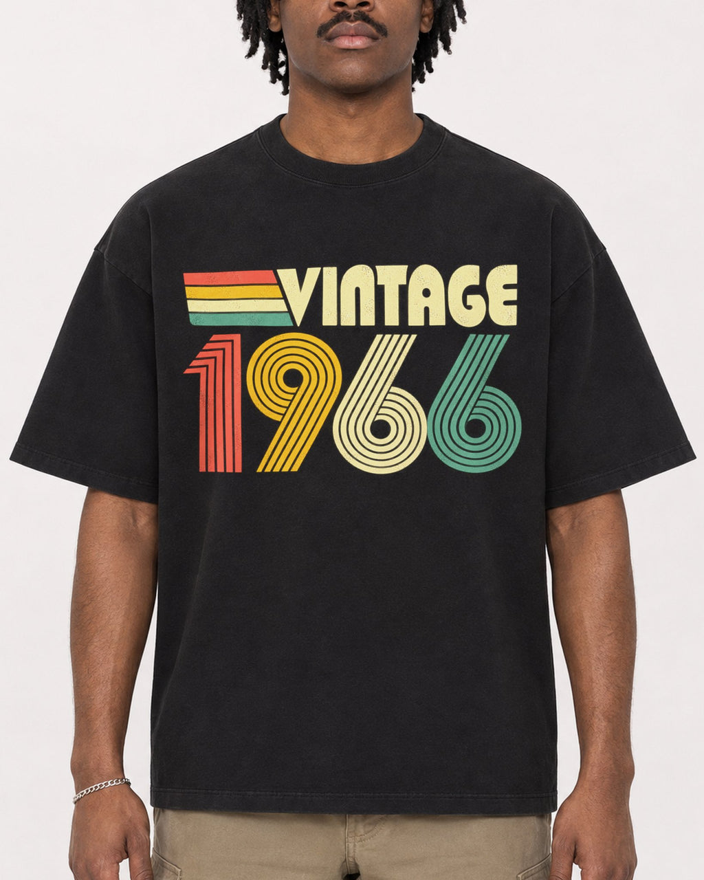 Mockup Boxy Heavyweight Tee Black male close-up 04