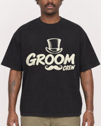 Mockup Boxy Heavyweight Tee Black male close-up 24