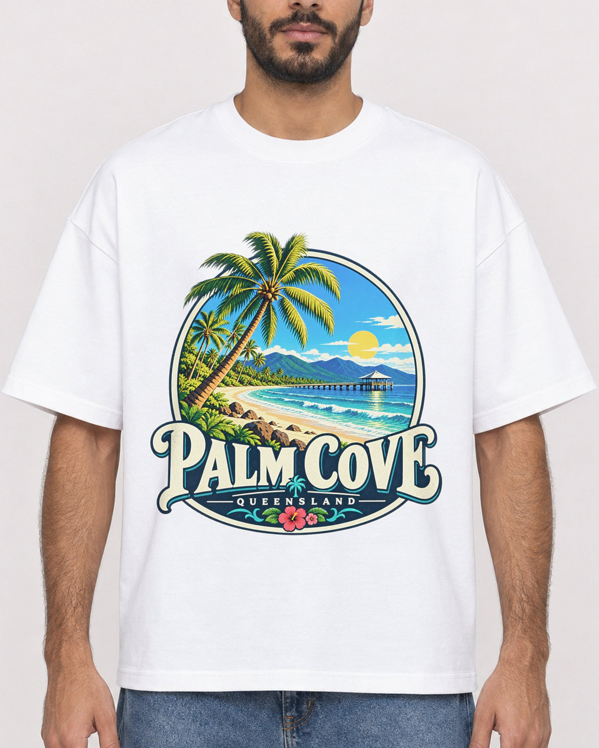 Mockup Boxy Heavyweight Tee White male close-up 07